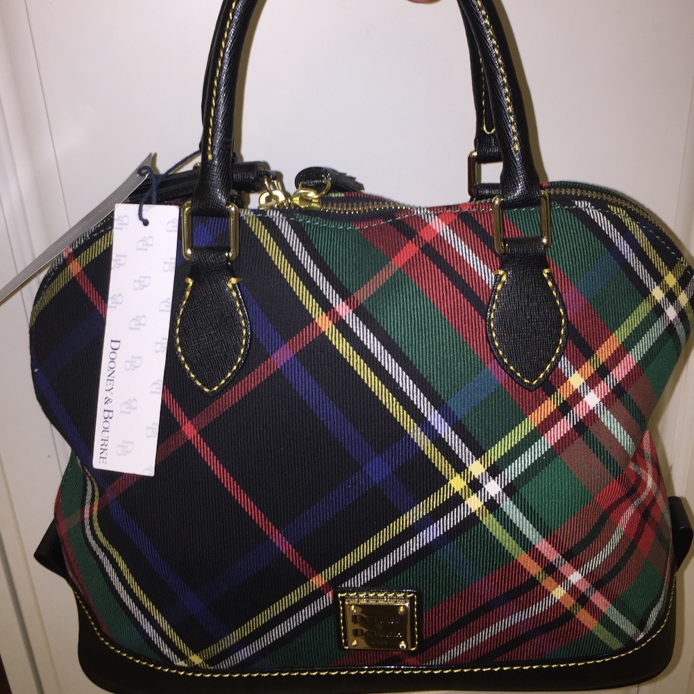 Dooney & Bourke Zip Zip Tartan Plaid Satchel Purse